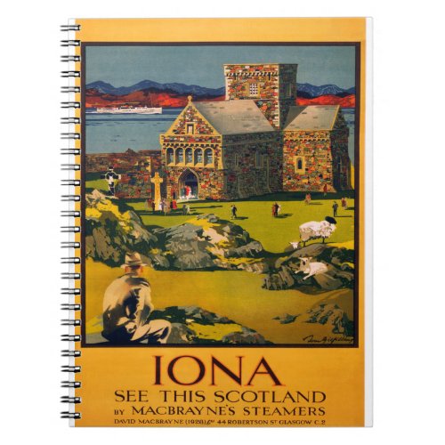 vintage travel poster Iona  Scotland  travel Notebook
