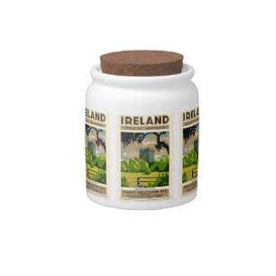 Vintage Travel Poster Ireland Blarney Castle Candy Jar