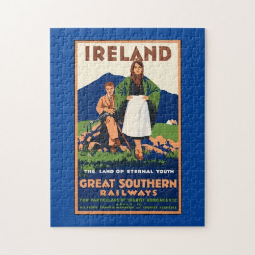 Vintage Travel Poster Ireland Nature Painting Farm Jigsaw Puzzle
