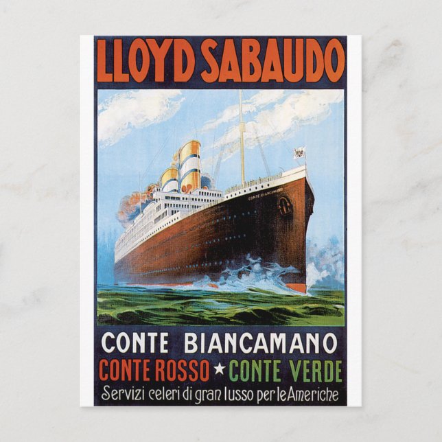 Vintage Travel Poster: Italian Ocean Liner Postcard (Front)