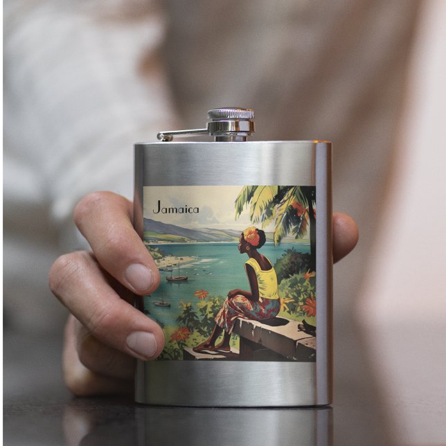 Vintage Travel Poster Jamaican woman  Flask (Creator Uploaded)
