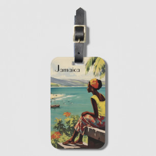 Vintage Travel Poster Jamaican woman Luggage Tag