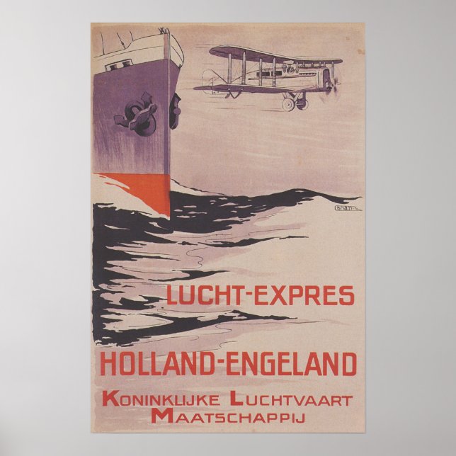 Vintage Travel Poster KLM Lucht-Express Poster (Front)