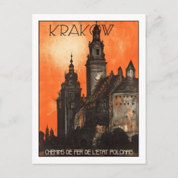 Vintage Travel Poster Krakow Postcard by ContinentalToursist at Zazzle