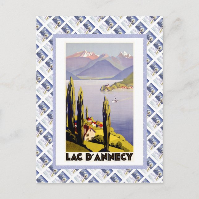 Vintage travel poster, Lac d'Annecy Postcard (Front)