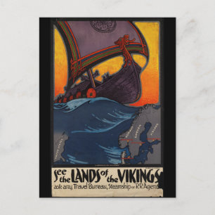 Vintage Travel Poster Land of the Vikings Postcard