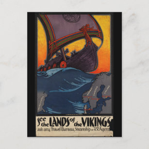 Vintage Travel Poster Land of the Vikings Postcard