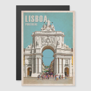 Vintage travel poster. Lisbon, Augusta street arch Magnetic Invitation