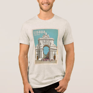 Vintage travel poster. Lisbon, Augusta street arch Tri-Blend Shirt