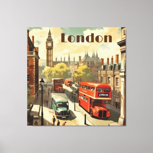 Vintage Travel Poster London City Center Canvas Print