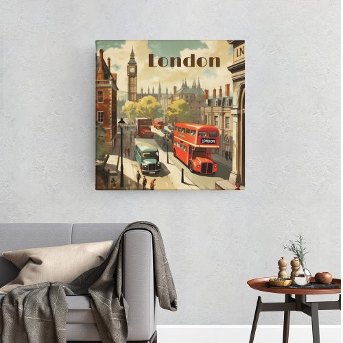 Vintage Travel Poster London City Center Canvas Print