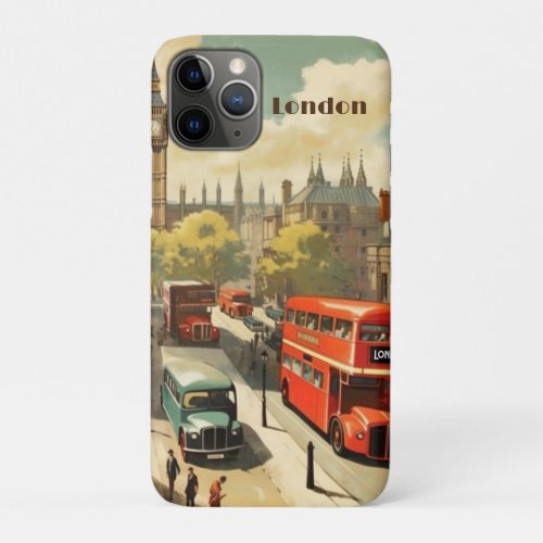 Vintage Travel Poster London City Center iPhone 11 Pro Case