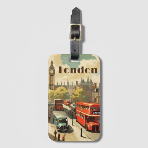 Vintage Travel Poster London City Center Luggage Tag