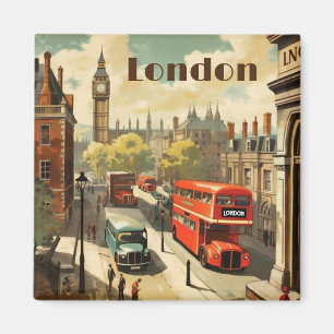 Vintage Travel Poster London City Center Magnet