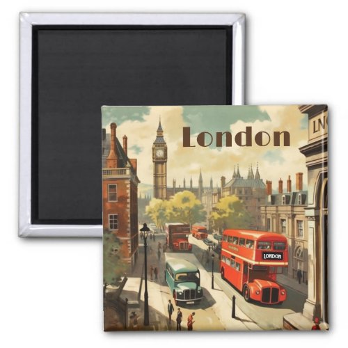 Vintage Travel Poster London City Center Magnet