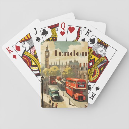 Vintage Travel Poster London City Center Poker Cards