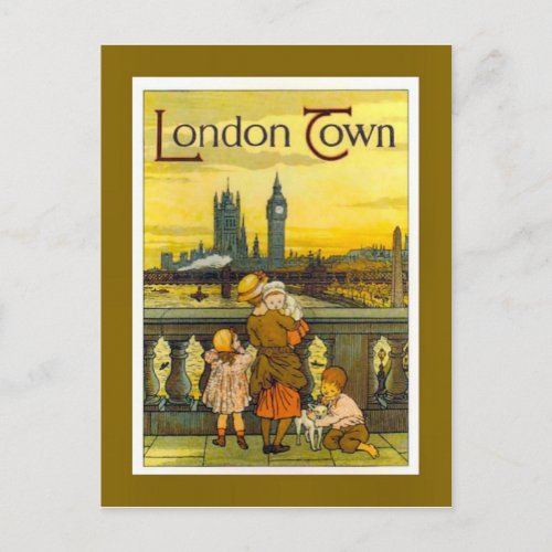 Vintage travel poster London Town Postcard