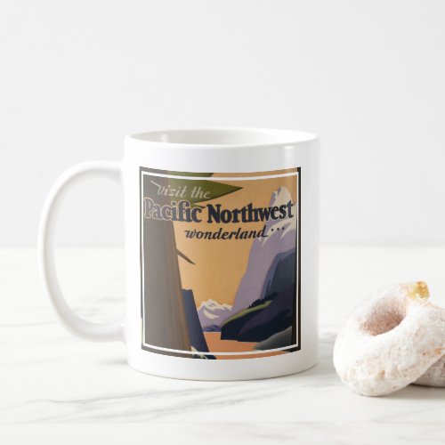 Vintage Travel Poster Looking Out Over Mountains Coffee Mug