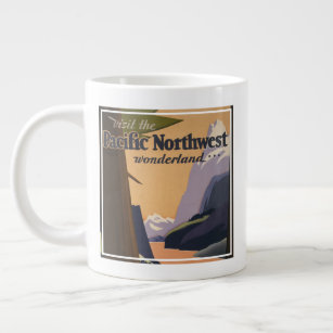 Vintage Travel Poster Looking Out Over Mountains Giant Coffee Mug
