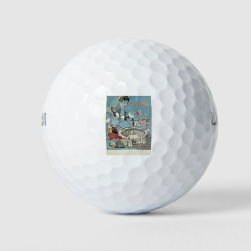 Vintage Travel Poster Madrid Spain Golf Balls