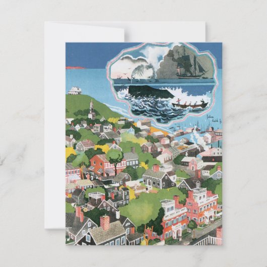 Vintage Travel Poster, Map of Nantucket Island, MA (Front)