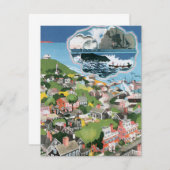 Vintage Travel Poster, Map of Nantucket Island, MA (Front/Back)