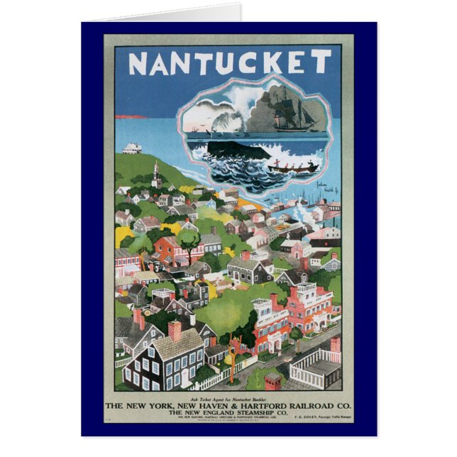 Vintage Travel Poster, Map of Nantucket Island, MA (Front)