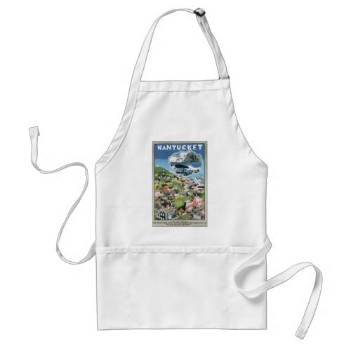 Vintage Travel Poster Map of Nantucket Island MA Adult Apron
