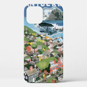 Vintage Travel Poster, Map of Nantucket Island, MA iPhone 12 Case