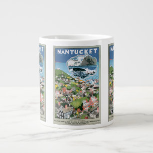 Vintage Travel Poster, Map of Nantucket Island, MA Giant Coffee Mug