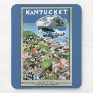 Vintage Travel Poster, Map of Nantucket Island, MA Mouse Pad