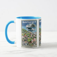 Vintage Travel Poster, Map of Nantucket Island, MA