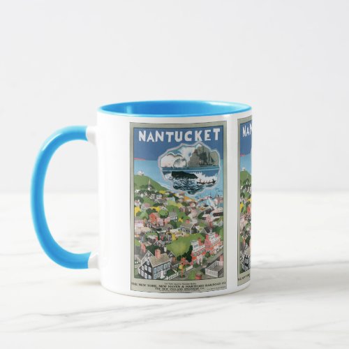 Vintage Travel Poster Map of Nantucket Island MA Mug