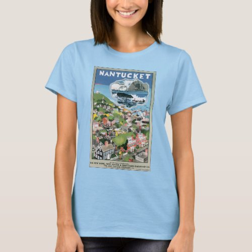 Vintage Travel Poster Map of Nantucket Island MA T_Shirt