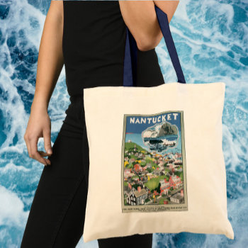 Vintage Travel Poster  Map Of Nantucket Island  Ma Tote Bag by Tchotchke at Zazzle