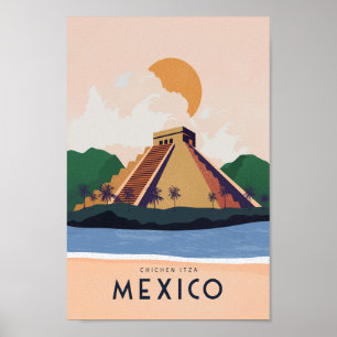 Vintage travel poster-Mexico-Chichen itza Poster