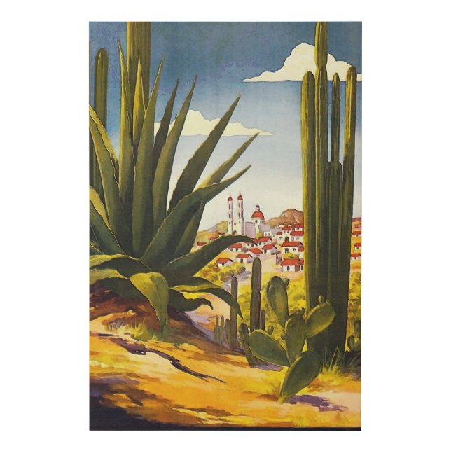 Vintage Travel Poster Mexico Faux Canvas Print (Front)