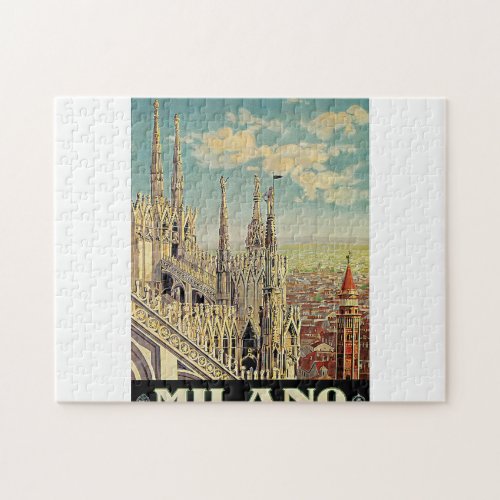 Vintage travel poster milano milan jigsaw puzzle