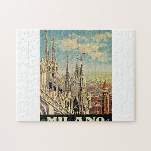 Vintage travel poster milano milan jigsaw puzzle (Horizontal)