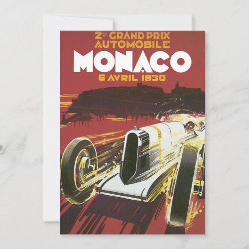 Vintage Travel Poster Monaco Grand Prix Auto Race