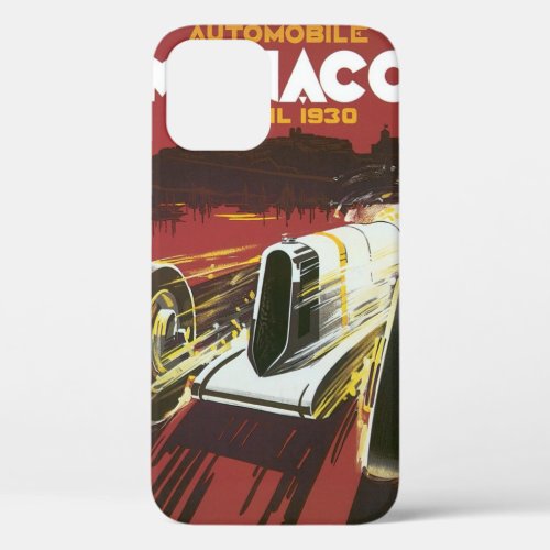 Vintage Travel Poster Monaco Grand Prix Auto Race iPhone 12 Case