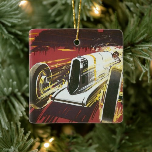 Vintage Travel Poster, Monaco Grand Prix Auto Race Ceramic Ornament