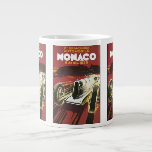 Vintage Travel Poster Monaco Grand Prix Auto Race Giant Coffee Mug