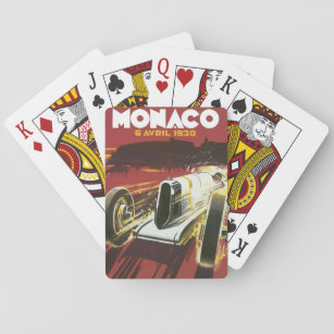 Vintage Travel Poster, Monaco Grand Prix Auto Race Playing Cards