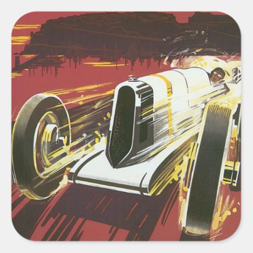 Vintage Travel Poster Monaco Grand Prix Auto Race Square Sticker