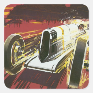 Vintage Travel Poster, Monaco Grand Prix Auto Race Square Sticker