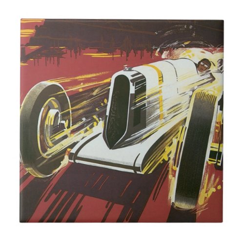 Vintage Travel Poster Monaco Grand Prix Auto Race Tile