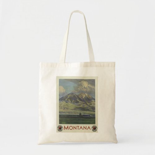 Vintage Travel Poster Montana Mountain Tote Bag