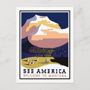 Vintage Travel Poster Montana Postcard by ContinentalToursist at Zazzle