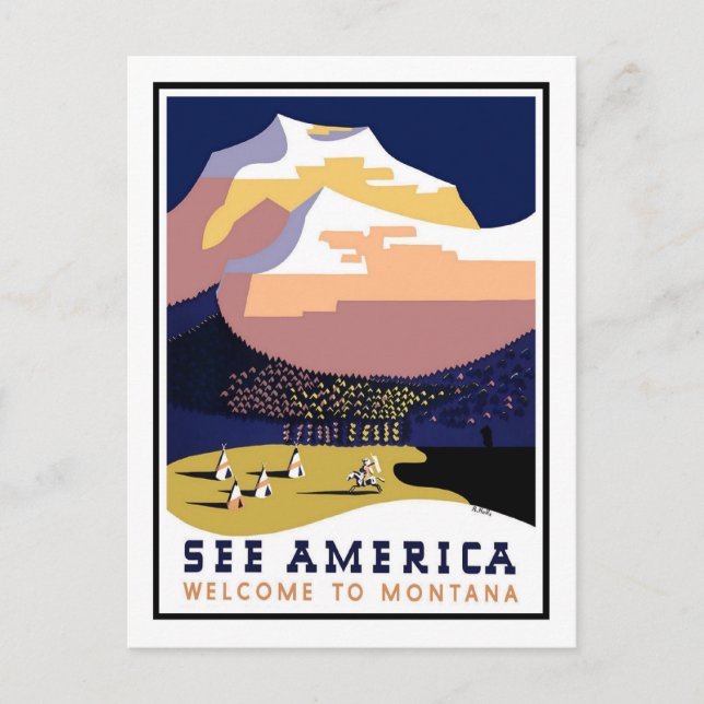 Vintage Travel Poster,Montana Postcard (Front)